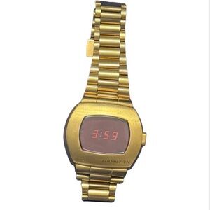 Hamilton Gold Watch with Red Digital Display